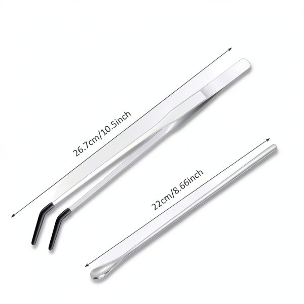 Stainless Steel Reptile Feeding Tong - Lasnten 2-Piece Set with Spoon-1