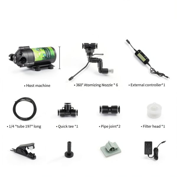 Reptile Mister System, External Timer & 360° Adjustable Nozzle, Humidifier for Reptiles, Amphibians, Rainforest Plants and Aquariums-4