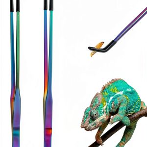 Stainless Steel Reptile Feeding Tweezers QianXi 10.6" Curved Set-0