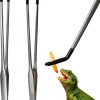 2 Pack Extra Long Stainless Steel Reptile Feeding Tongs with Rubber Tip - 10.6" Straight And Curved Long Tweezers for Aquariums, Feeder for Beard Dragons, Lizard and Snakes (Silver)-0