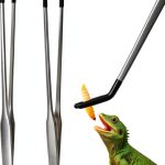 2 Pack Extra Long Stainless Steel Reptile Feeding Tongs with Rubber Tip - 10.6" Straight And Curved Long Tweezers for Aquariums, Feeder for Beard Dragons, Lizard and Snakes (Silver)-0