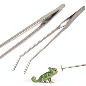 Syn-zer 2PCS Stainless Steel Reptile Feeding Tongs for Snakes Lizards-0