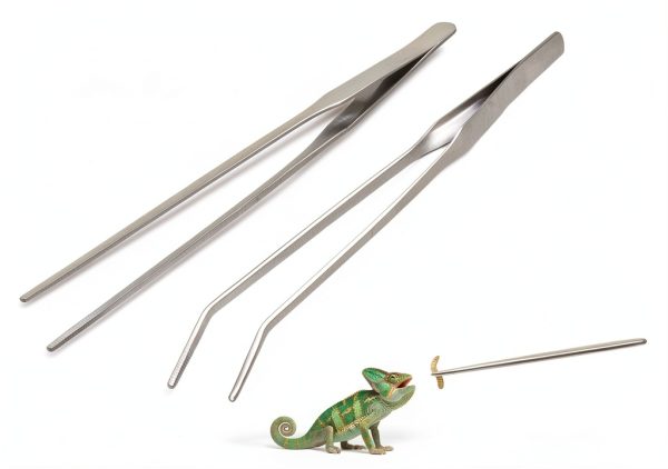Syn-zer 2PCS Stainless Steel Reptile Feeding Tongs for Snakes Lizards-0