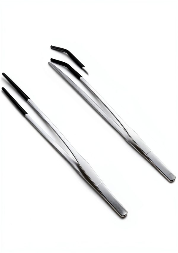 2 Pcs Extra Long Stainless Steel Reptile Feeding Tongs 10.6 IN with Soft Rubber Tip – Straight & Curved Tweezers for Bearded Dragon, Tank Accessories, Lizards, Terrarium, Aquarium, Leopard Gecko-1