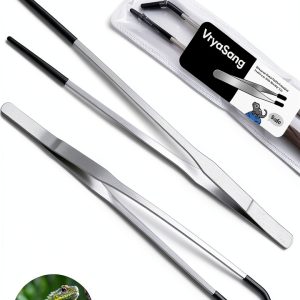 VraySang 10.6 inch Steel Reptile Feeding Tongs Straight Curved Pair-0