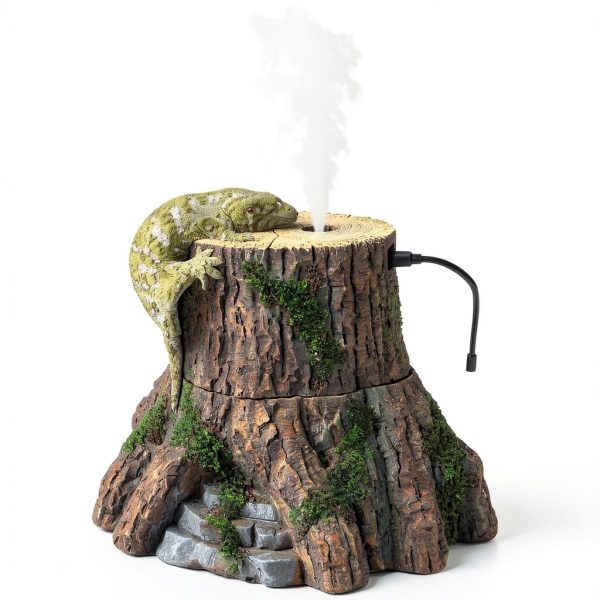 REPTIZOO Reptile Humidifier Fogger, Tree Trunk Humidifier with Top Mist Outlet, 1000ml Detachable Terrarium Humidifier Reptile Misting System Terrarium Decoration-0