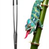 2 Pcs Extra Long Stainless Steel Reptile Feeding Tongs 10.6 IN with Soft Rubber Tip – Straight & Curved Tweezers for Bearded Dragon, Tank Accessories, Lizards, Terrarium, Aquarium, Leopard Gecko-0
