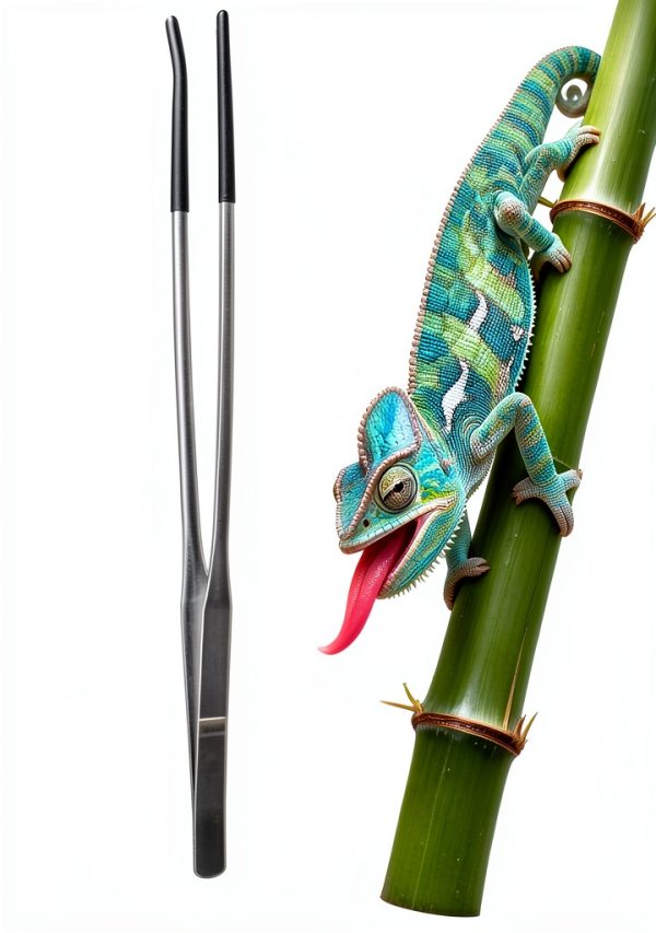 2 Pcs Extra Long Stainless Steel Reptile Feeding Tongs 10.6 IN with Soft Rubber Tip – Straight & Curved Tweezers for Bearded Dragon, Tank Accessories, Lizards, Terrarium, Aquarium, Leopard Gecko-0